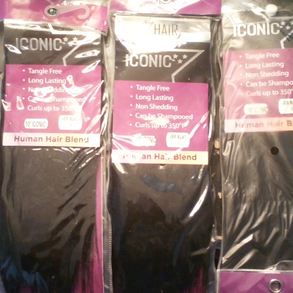 ICONIC Tangle Free Human Hair Blend xl" Jer Black 1.   3 packs for $ 42.00